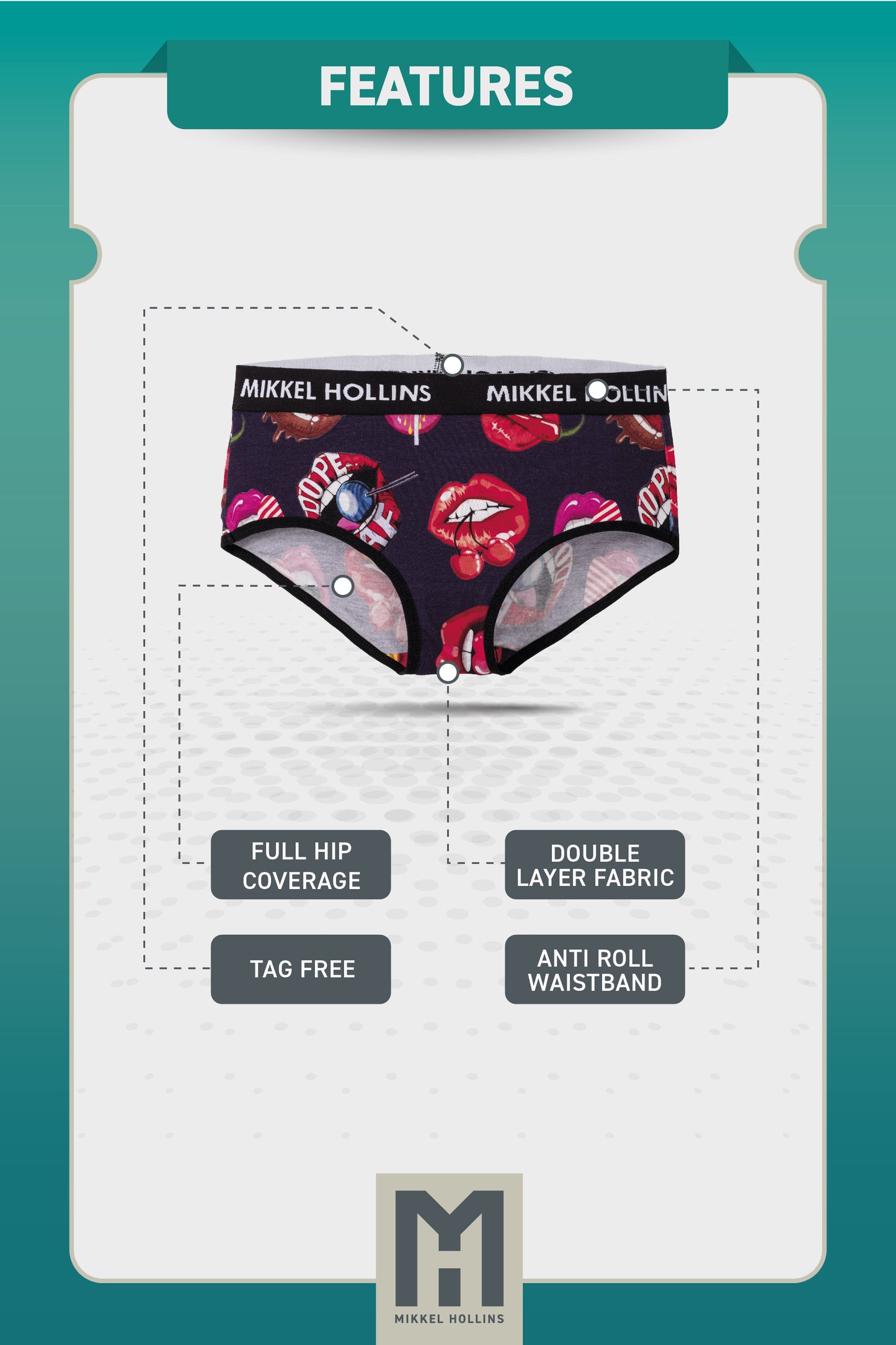 Sexy Lips - Hipster Panties For Women | Ultra soft Tencel | Moisture-Wicking Hipster Briefs