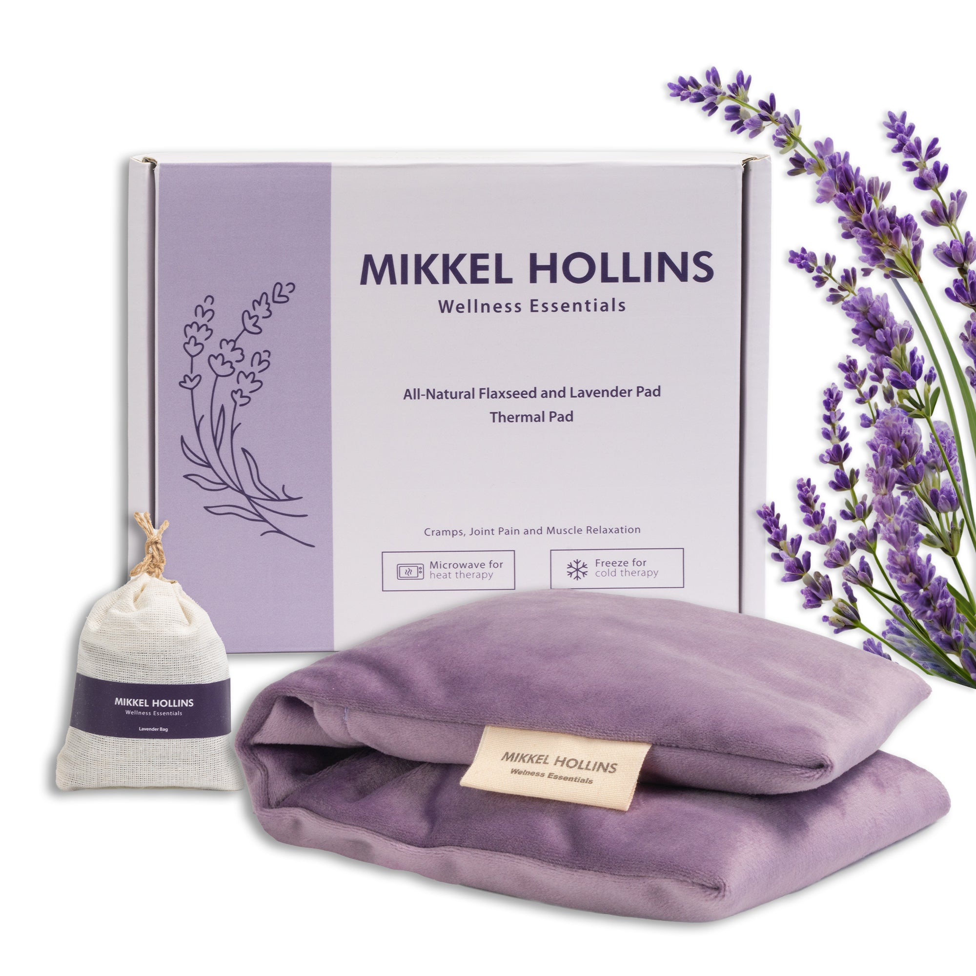 microwaveable pain relief pad with lavender and flaxseed