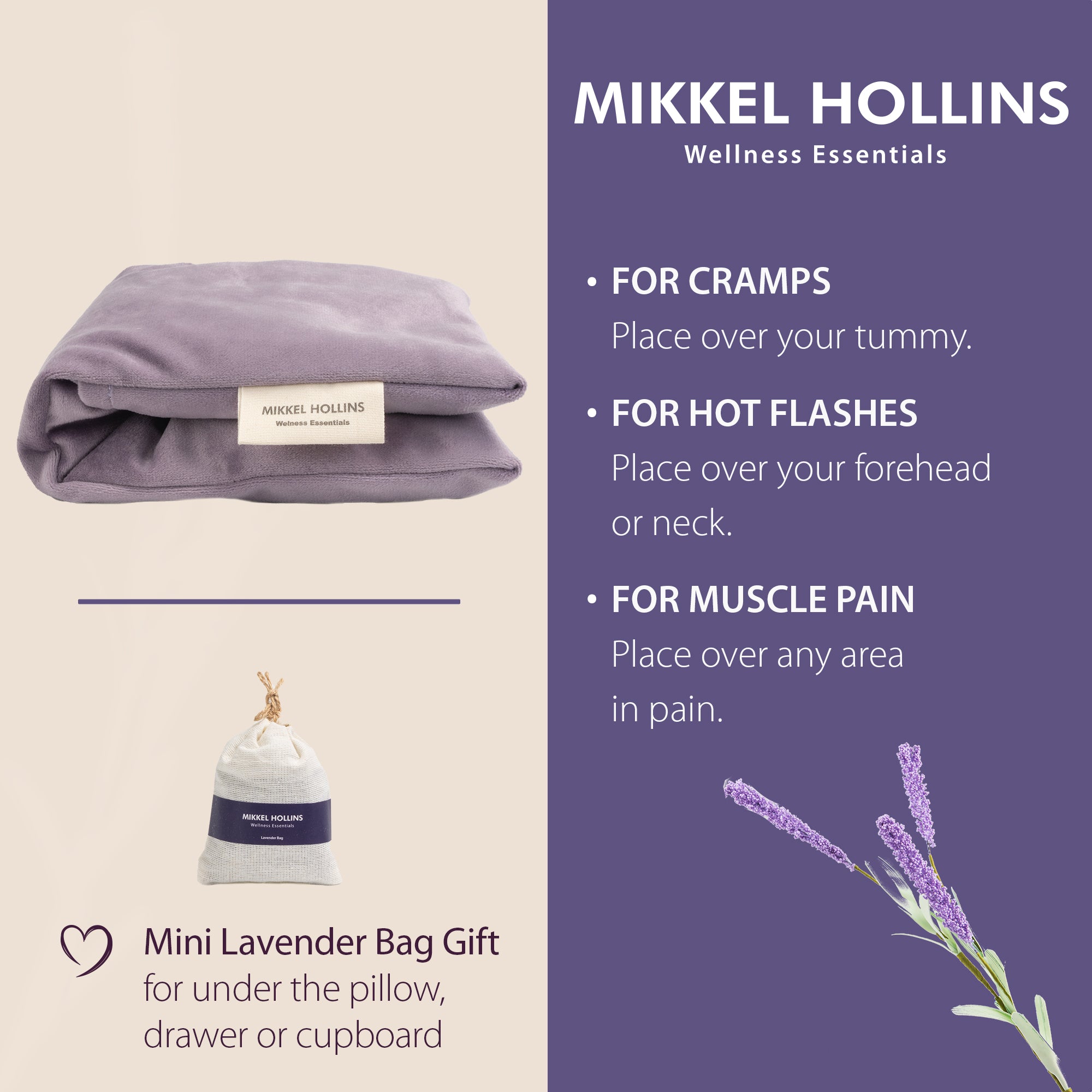 lavender flaxseed heating pad for cramps and muscle aches
