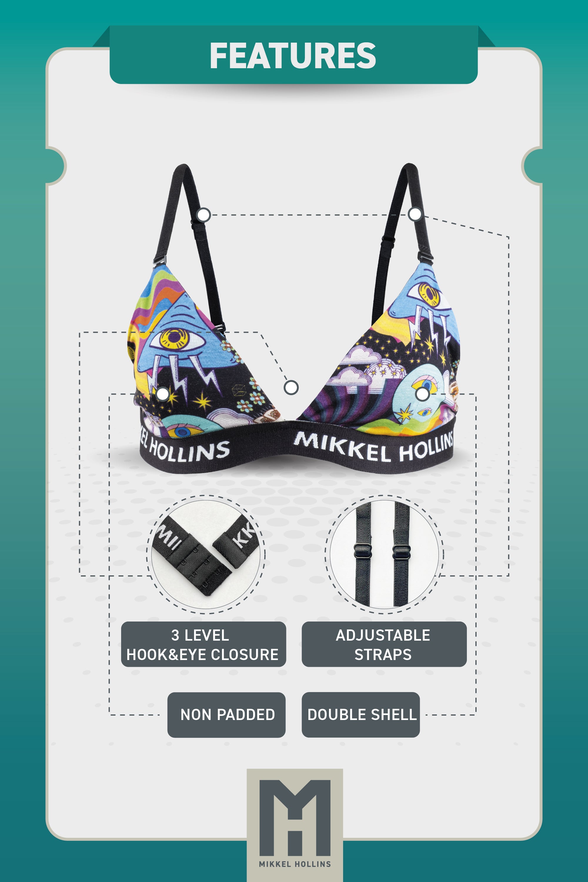 Womens Triangle Bralette - Cosmic Love Design