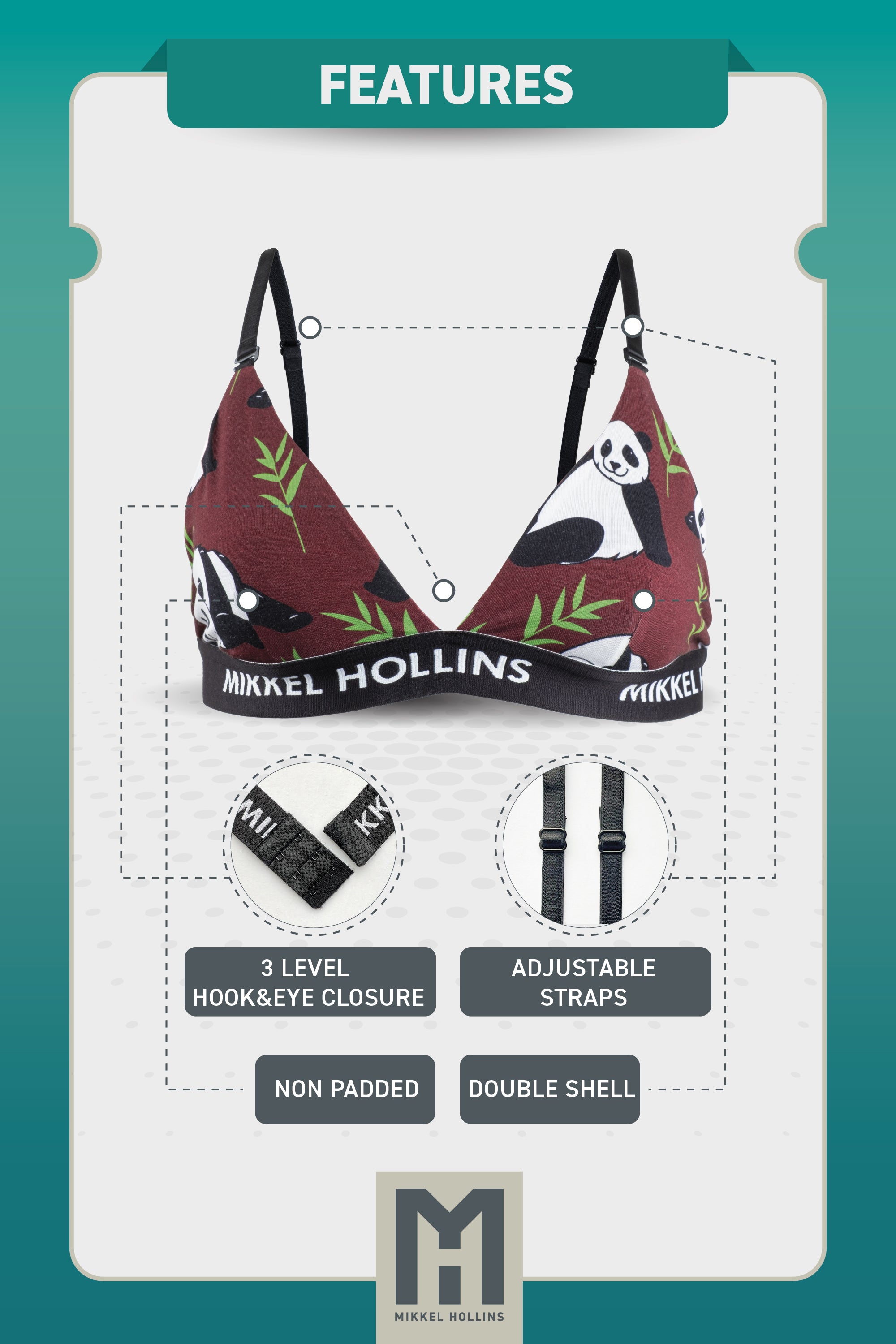 Womens Triangle Bralette - Lazy Panda