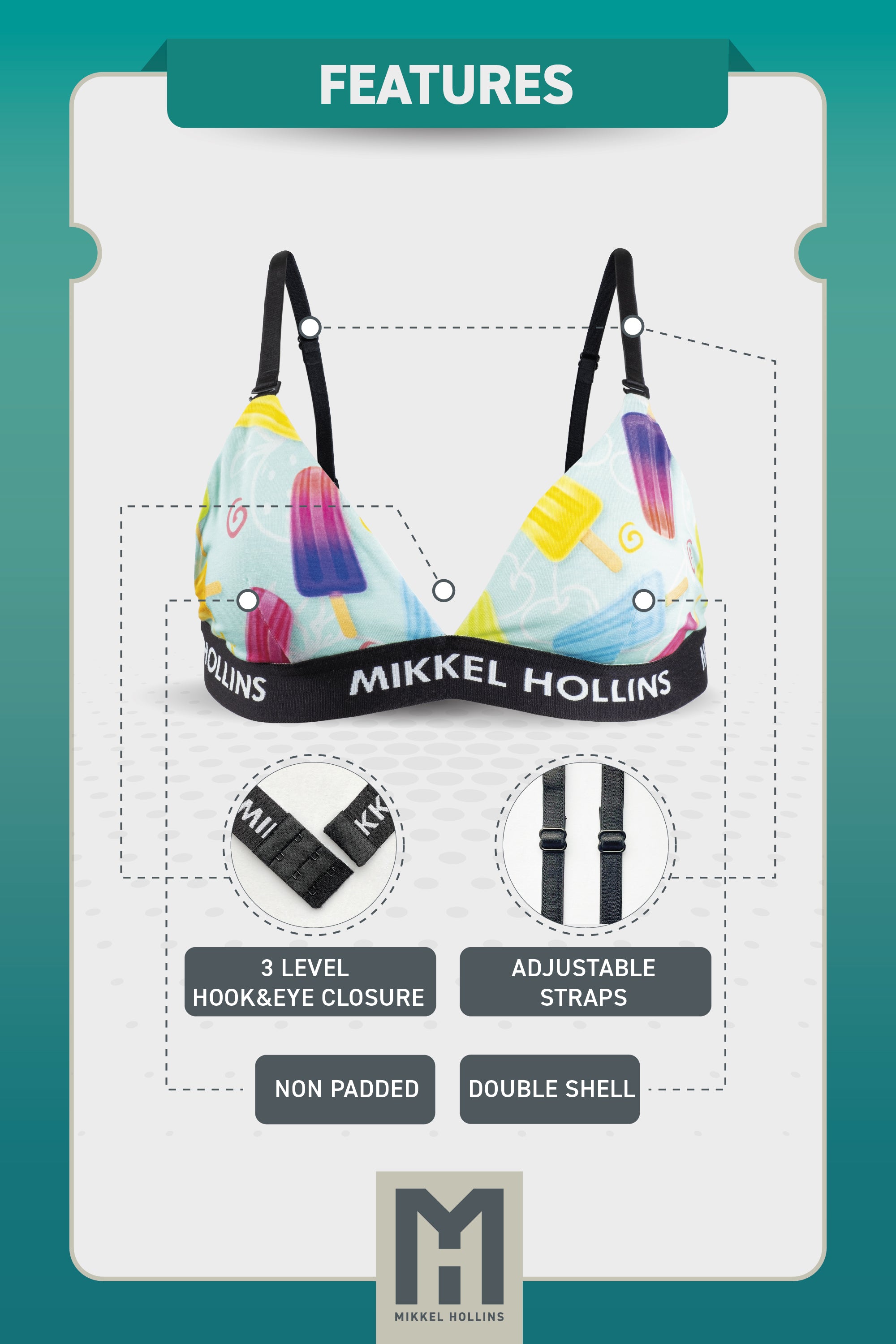 Womens Triangle Bralette - Popsicle