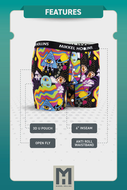 Mens Boxer Brief With Fly - Cosmic Love Design