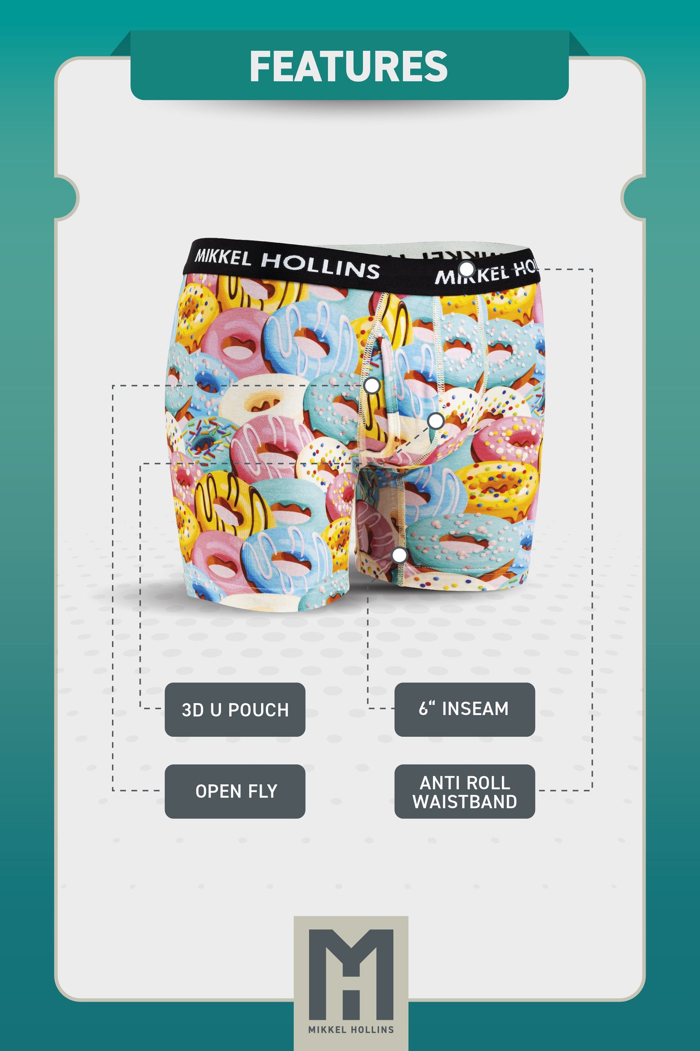 Mens Boxer Brief With Fly - Donuts