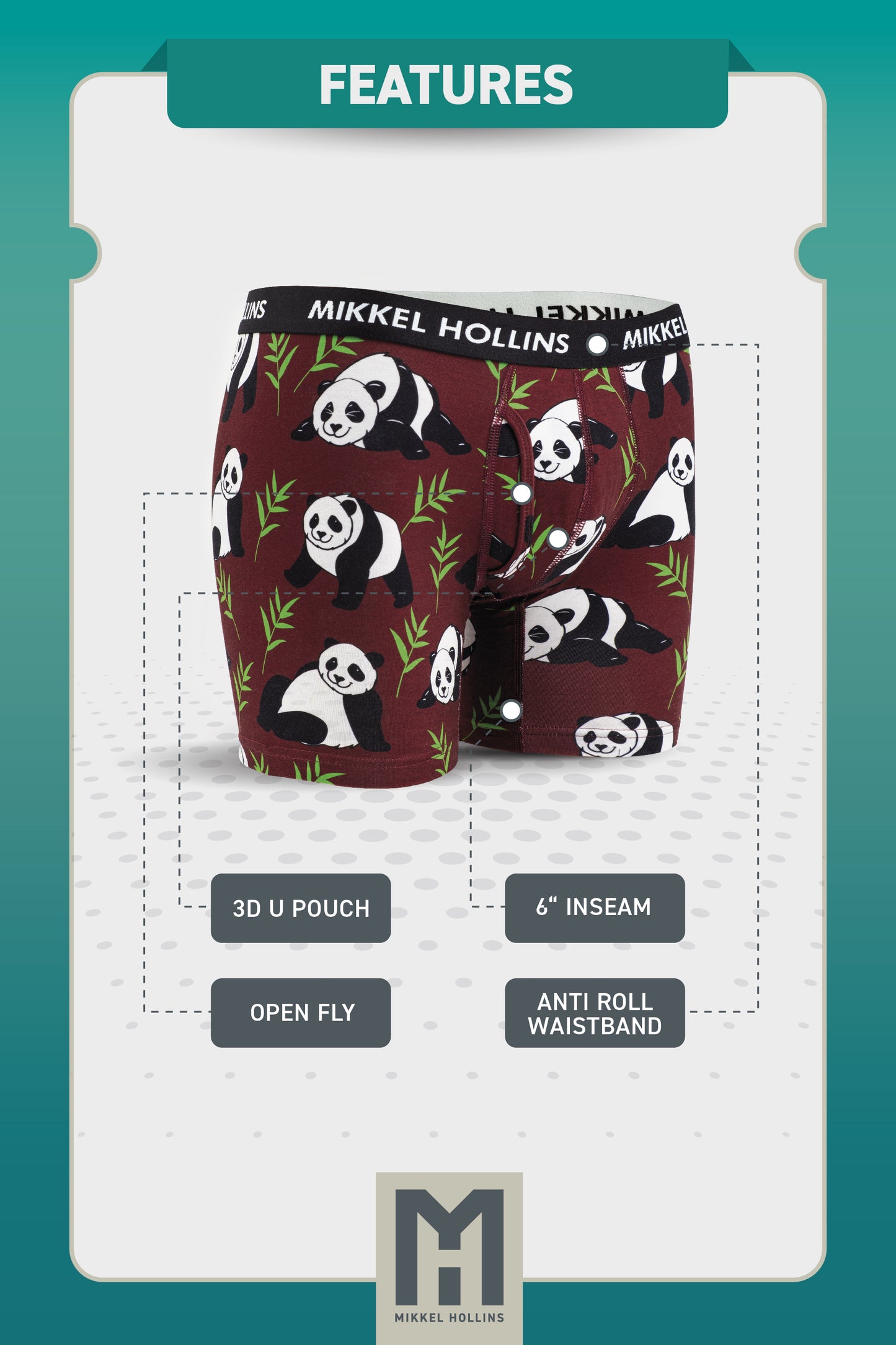 Mens Boxer Brief With Fly - Lazy Panda