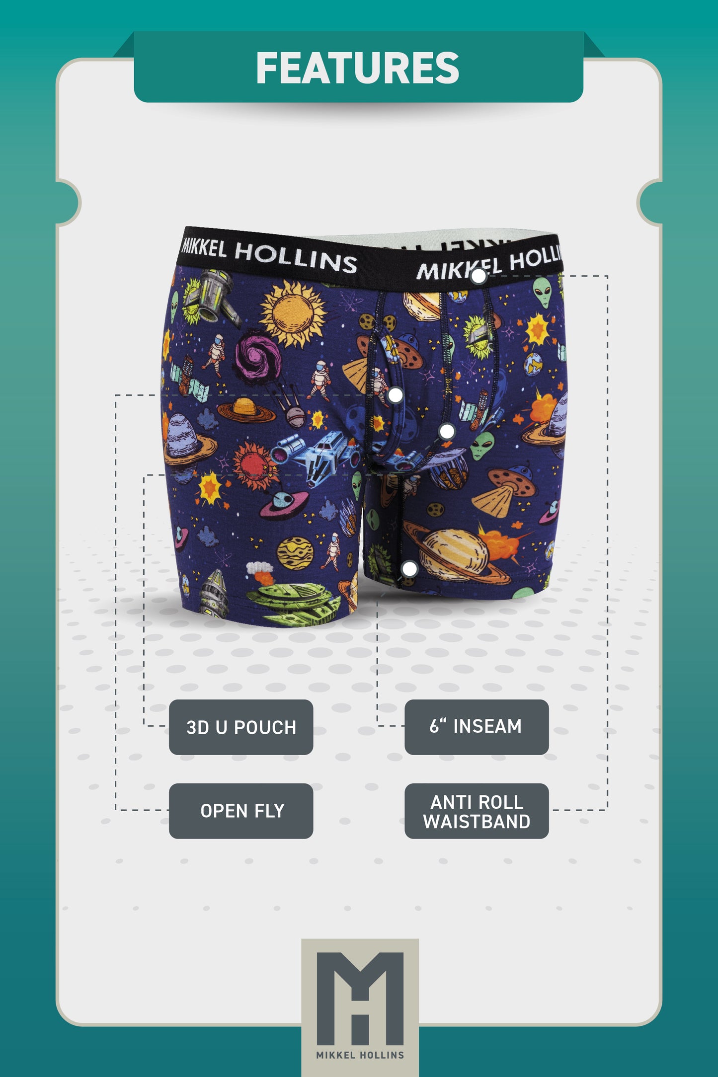 Mens Boxer Brief With Fly - Space Wars
