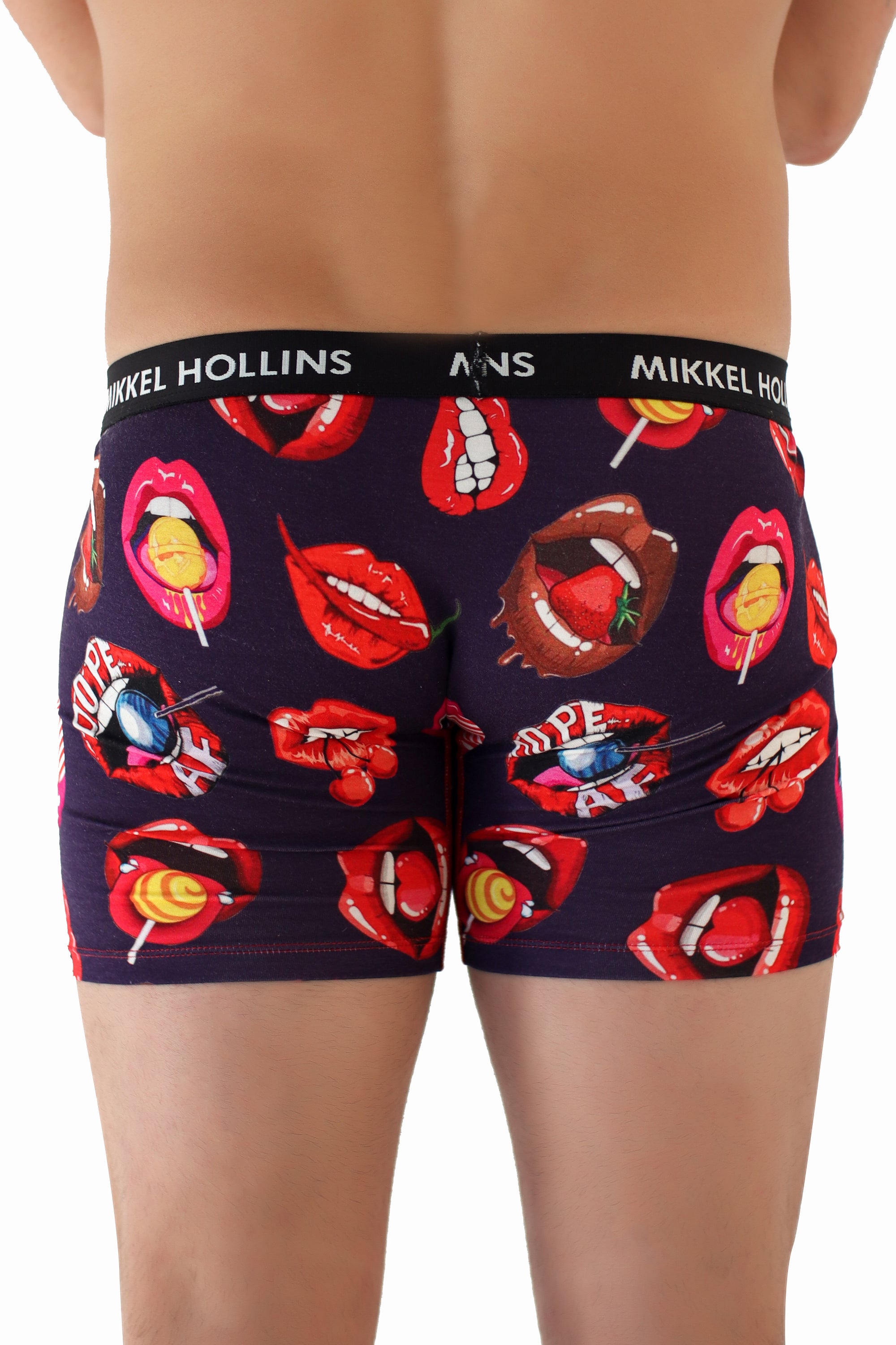 Mens Boxer Brief With Fly - Sexy Lips Design
