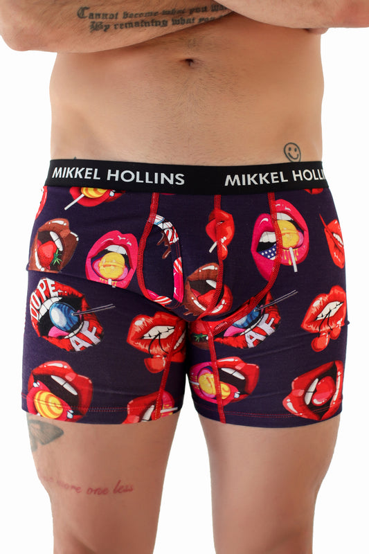 Mens Boxer Brief With Fly - Sexy Lips Design