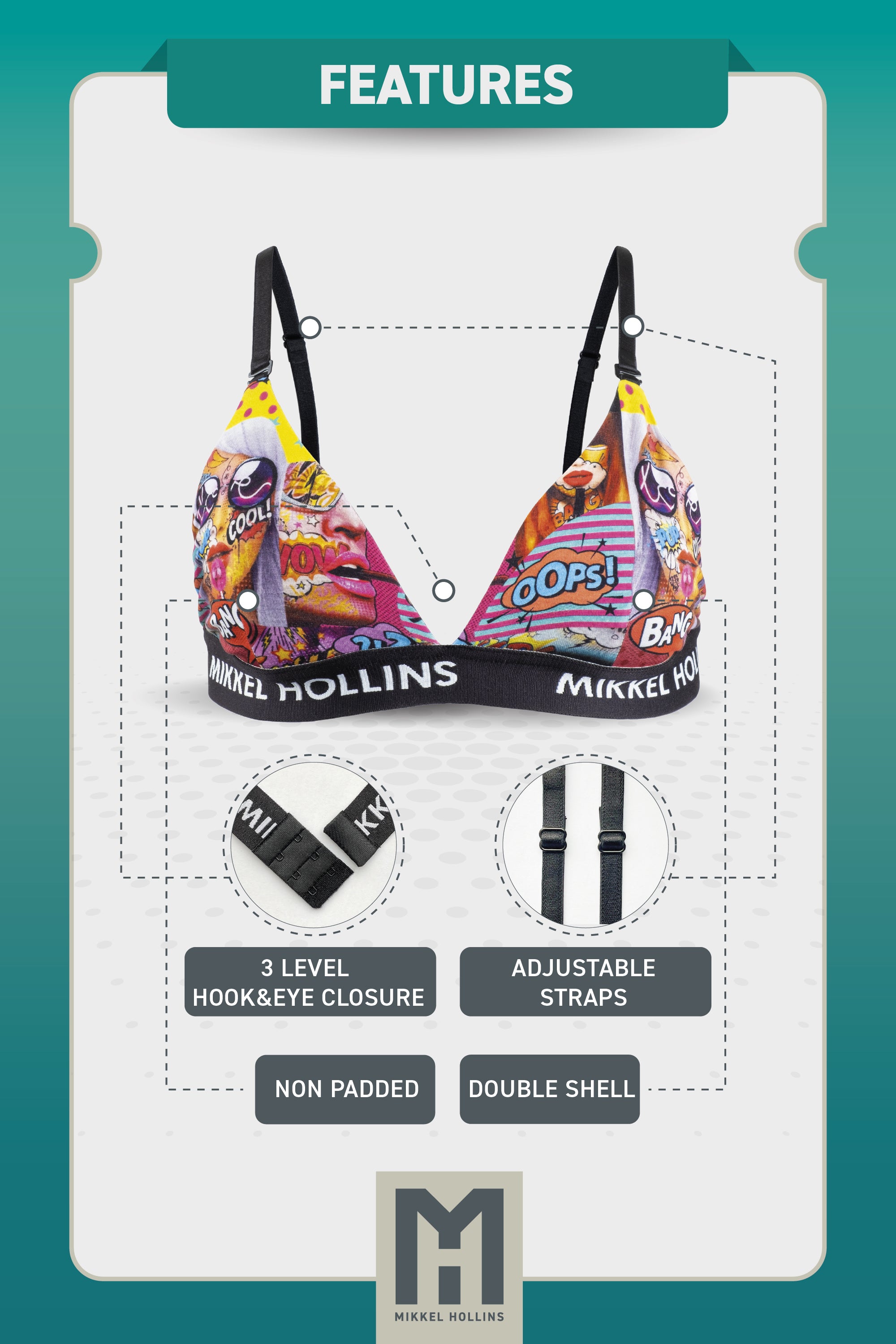 Womens Triangle Bralette - PopArt