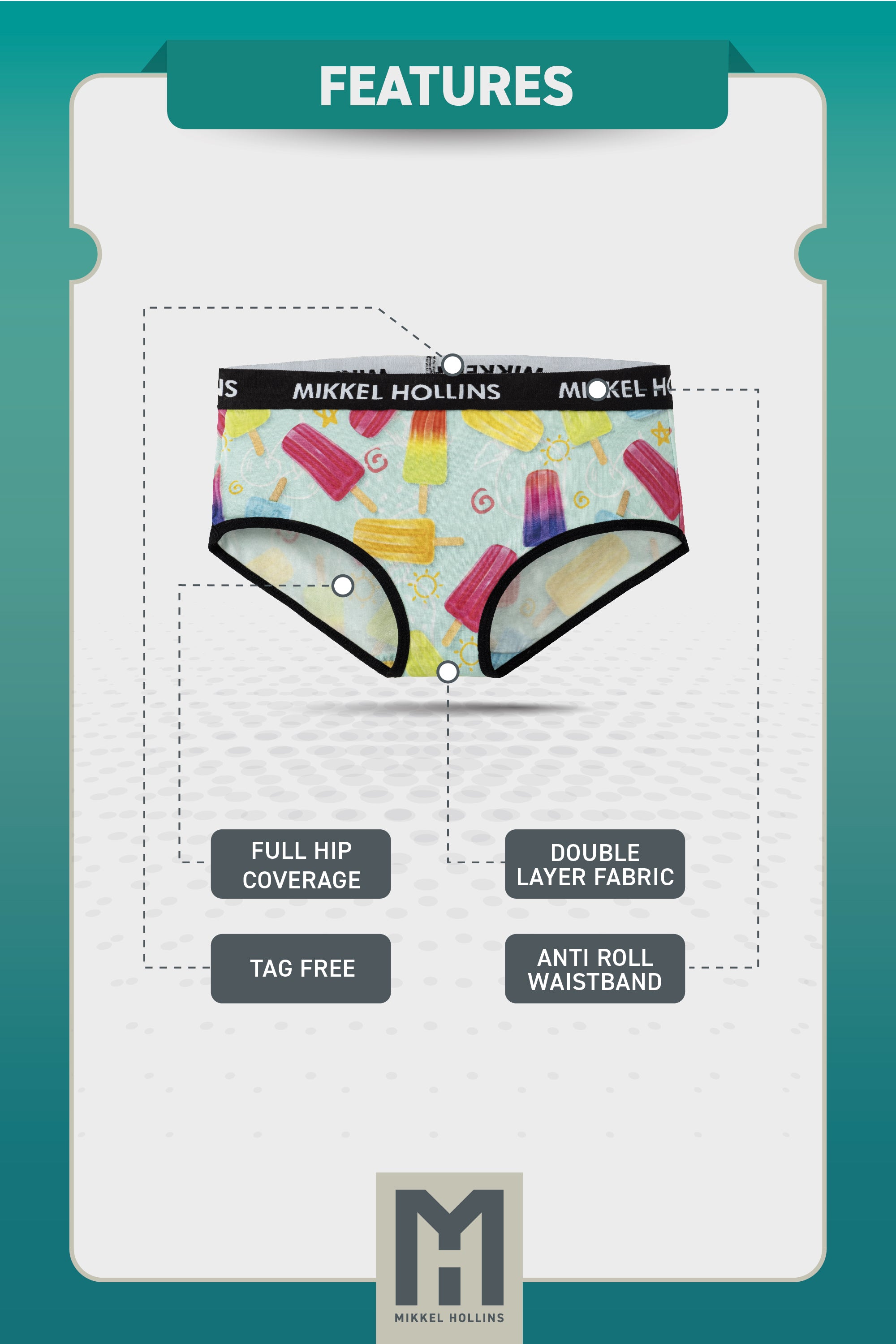 Colorful popsicles next to a collection of stylish hipster panties showcasing vibrant summer fashion trends.