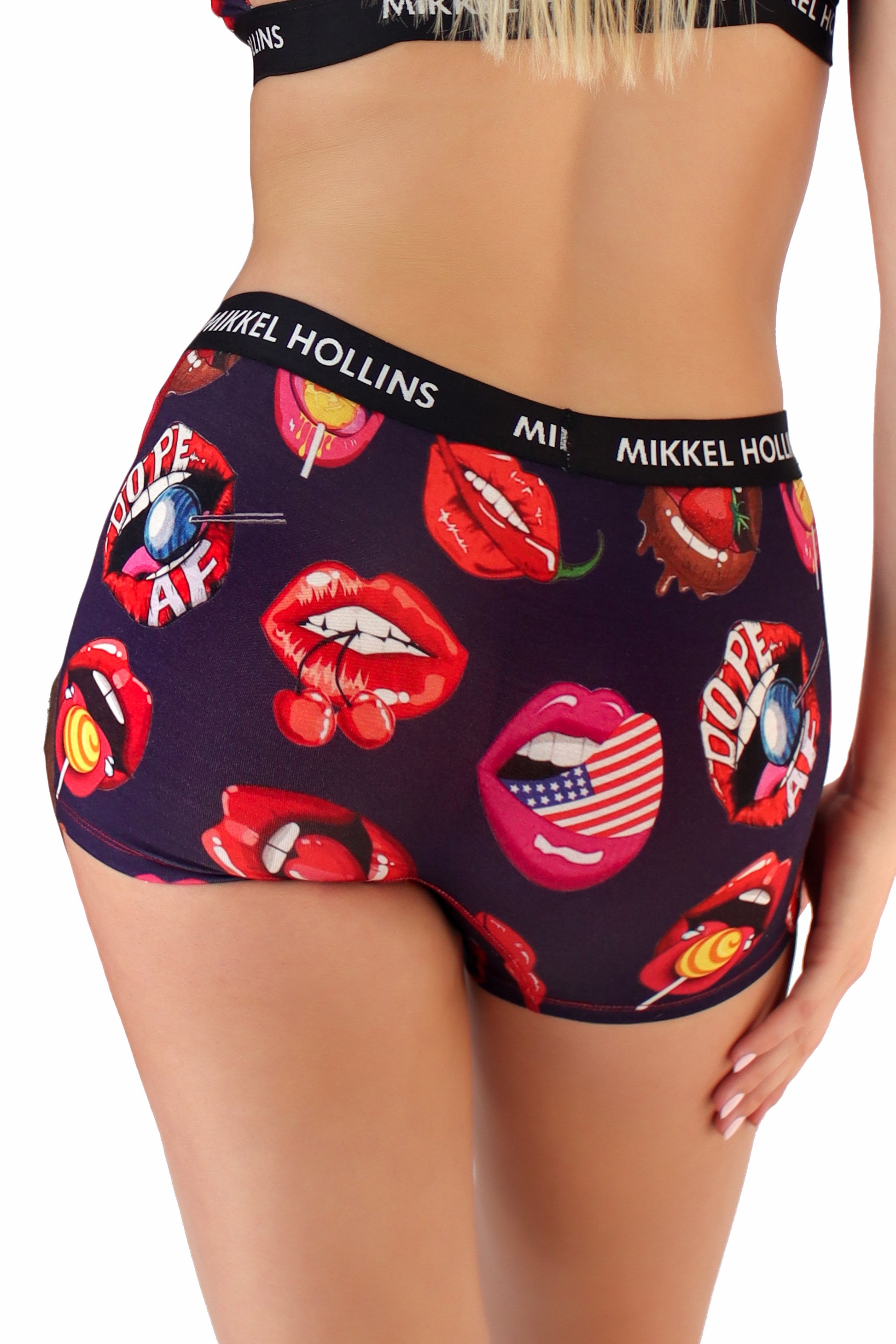 Sexy Lips Design - Boy Shorts Underwear For Women