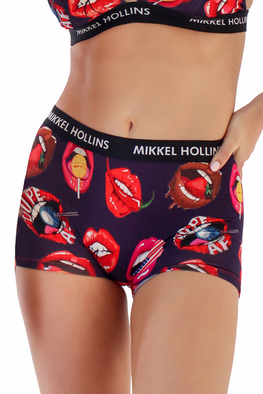 Sexy Lips Design - Boy Shorts Underwear For Women | Ultra Soft Tencel Boxer Briefs For Women