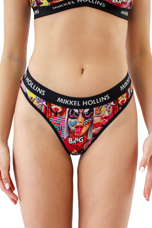 PopArt - Modern Womens Thong Underwear | Ultra Soft Tencel Thongs With Unique Designs | Smooth Mid Rise Thong